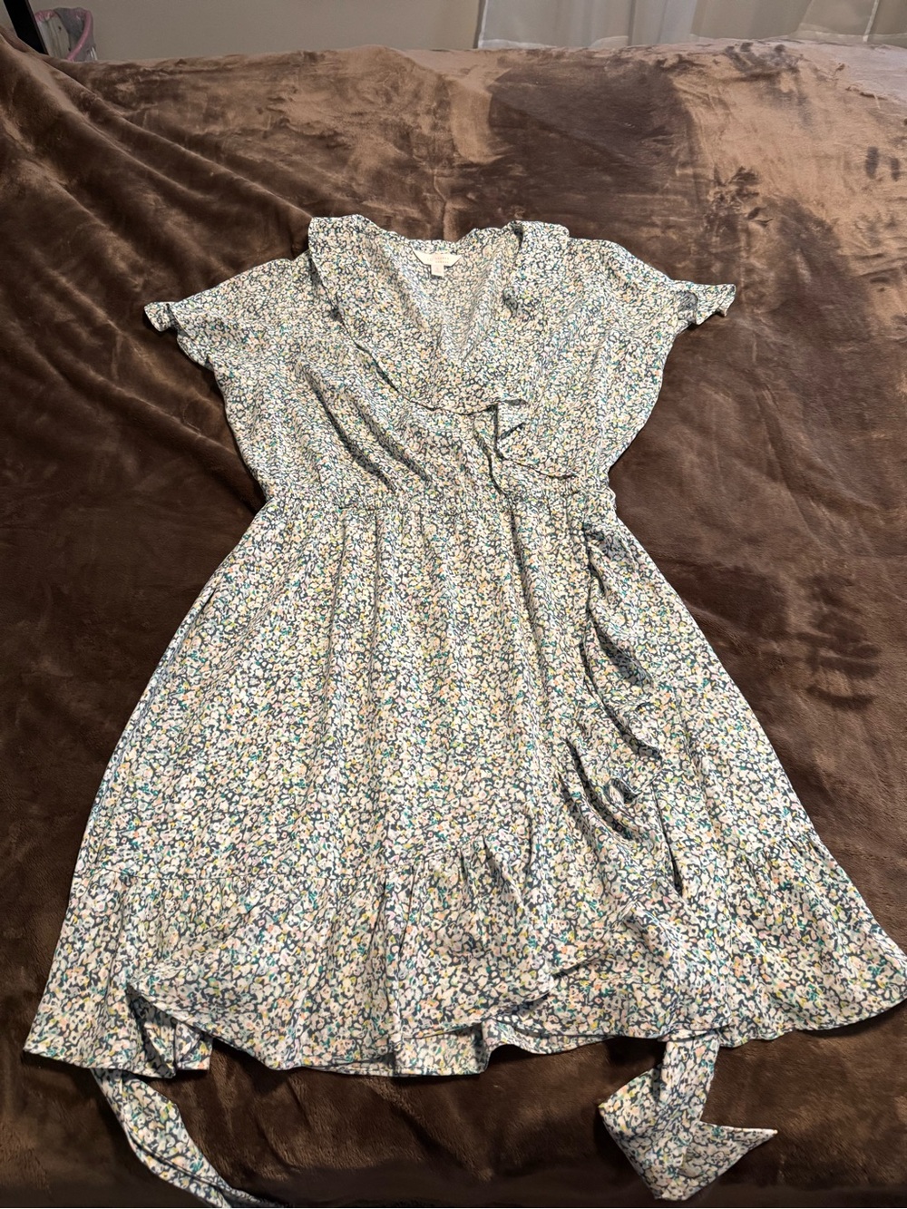 LC Lauren Conrad Blue Floral Wrap Dress